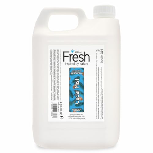 GROOM PROFESSIONAL Fresh Cedar Mist Hundeshampoo Sensitiv - Natürliches Hundeshampoo für Empfindliche Haut - Lindert Hautreizungen - Reinigt & Beruhigt - Für Jeden Felltyp - Zedernduft, 4 Liter