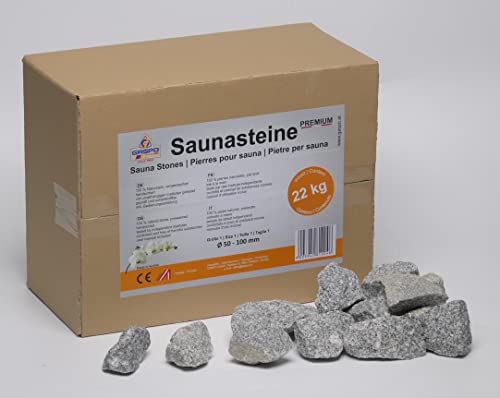 GASPO Saunasteine aus Österreich, Aufgusssteine für Sauna, Holzofen, Elektrofen und Griller, 22 kg