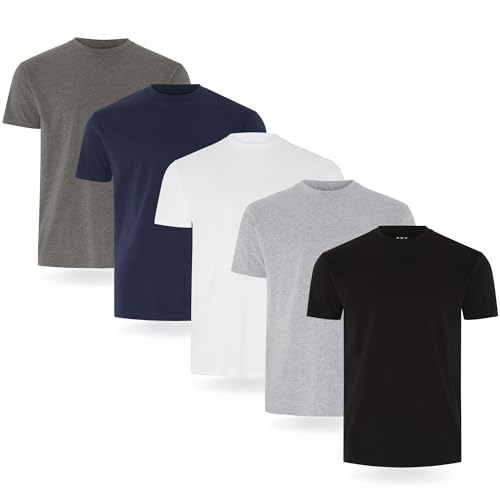FM London Herren-T-Shirt (3/5er-Pack) - Hochwertige T-Shirts mit leicht tailliertem Design - Superweiches T-Shirt aus 100% Baumwolle - Stretch-Herren-T-Shirts für jeden Anlass geeignet