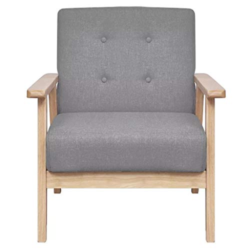 yorten Retro Holzsessel Sessel Wohnzimmersessel mit Armlehne Polyester Hellgrau 64,5 x 67 x 73,5 cm für Wohnzimmer Schlafzimmer