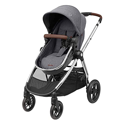Maxi-Cosi Zelia Luxe 2-in-1 Kinderwagen, Wendesitz, Einhandklappbar, geeignet ab Geburt bis ca. 4 Jahre, 0-22 kg, Twillic Grey