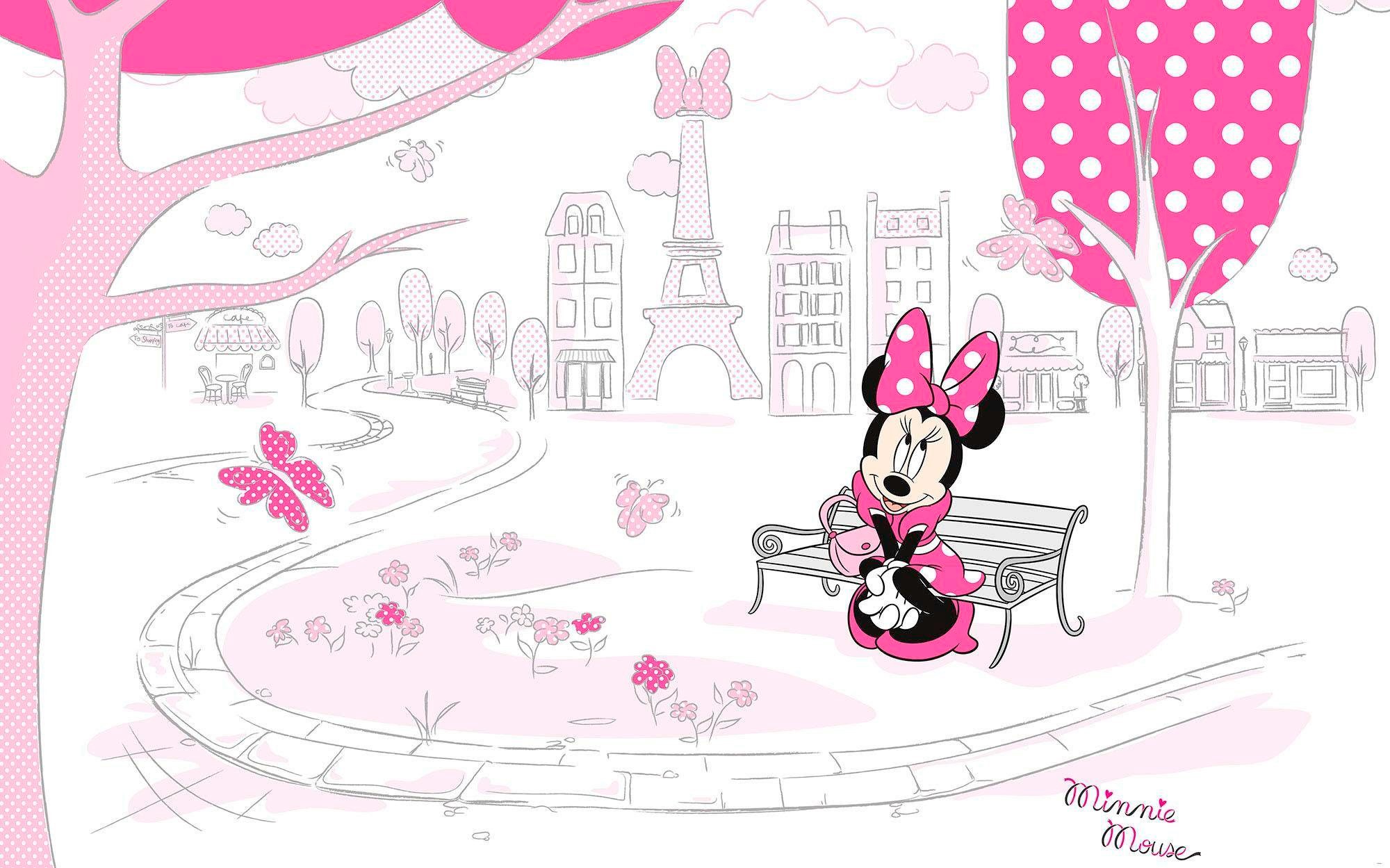 Vliestapete Minnie in Paris Komar Comic