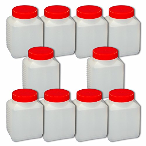 Wilai 10 x 500 ml Plastikflasche Weithalsflasche mit Verschluss Behälter PE-Flasche lebensmittelecht