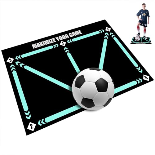 Fulluky Trainingsmatte für Fußball, rutschfest, Fußball, 60 x 90 cm, Zubehör für Fußball Dribble (Green Training Mat)