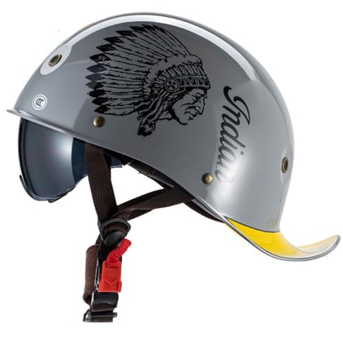 Roller Helm Jet Helm Mopedhelm Herren und Damen,ECE-Zertifizierung Halbschale Jet-Motorrad Helm mit Visier, Scooter-Helm Mofa-Helm Retro Motorrad Half Helm für Motorrad, Roller Bike, E-Bike