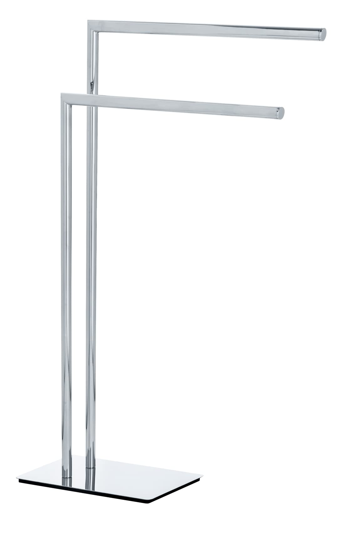 WENKO Handtuchhalter Recco, freistehender Handtuch-Ständer mit 2 parallelen Armen, standfeste Bodenplatte, verchromtes Metall, 48 x 80,5 x 20 cm, Chrom