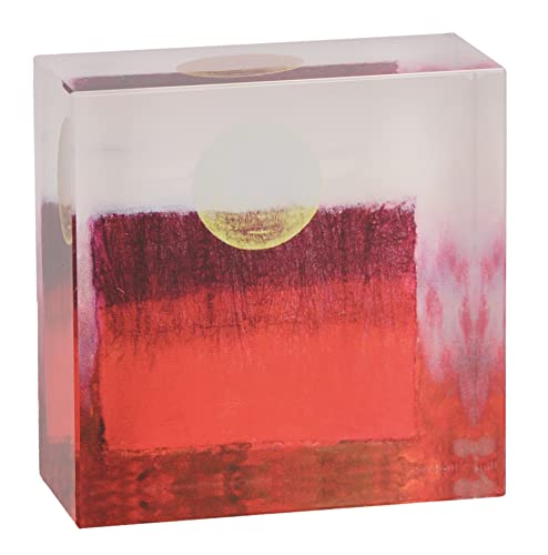 Butzon & Bercker Glas-Quader Umarmt vom unendlichen Leben mit rotem Farbdruck, Lieferung in Geschenkverpackung; Maße 6,7 x 6,7 x 3 cm (Rot (Unendliches Leben))