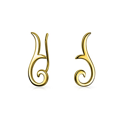 Minimalistische Geometrische Tribal Scroll Ohr Pin Crawler Kletterer Ohrringe Für Frauen Für Teen 14K Vergoldet Sterling Silber