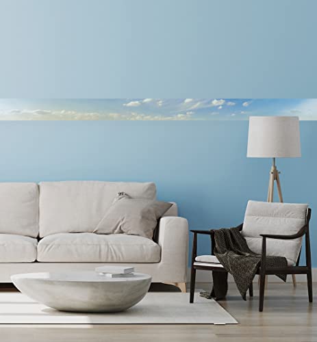 MyMaxxi | Bordüre selbstklebend | Wolken 900 x 20cm | Wandbordüre Wandtattoo | Aufkleber wasserdicht geeignet für Bad | Dekoration für Ihr Badezimmer Wohnzimmer Küche