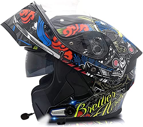 Motorrad-Klapphelm Bluetooth-Modular-Integralhelm Doppelvisier-Motorradhelm Mit Integriertem Dual-Lautsprechermikrofon,DOT/ECE-Zertifiziert Motorradhelm Für Damen Herren