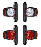 4 x LED Gummi Begrenzungsleuchte Seitenleuchte 12V 24V mit E-Prüfzeichen Positionsleuchte Auto LKW PKW KFZ Lampe Leuchte Licht Weiß Rot Orange