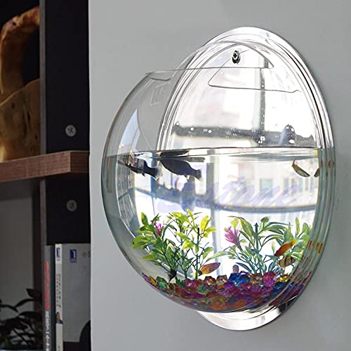 Aquarium Wandbehang Fischschüssel Acryl Wandmontierter Pflanztopf Fisch Tank Dekoration Pflanzer Mini Glas Oblat Fischschüssel Kit Aquarien (Color : Wit, Size : Large)