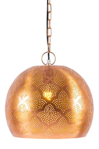 MAADES Orientalische Lampe Pendelleuchte Rayhana 30cm Kupfer E27 Lampenfassung | Marokkanische Design Hängeleuchte Leuchte | Orient Lampen für Wohnzimmer, Küche oder Hängend über den Esstisch
