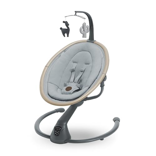 Maxi-Cosi Cassia Elektrischer Babyschaukel, 0–6 Monate, max. 9 kg, Babywippe, 12 Melodien, 360°-Sitzdrehung, automatische Bewegungserkennung, 5 Geschwindigkeiten, 2 Liegepositionen, Beyond Grey
