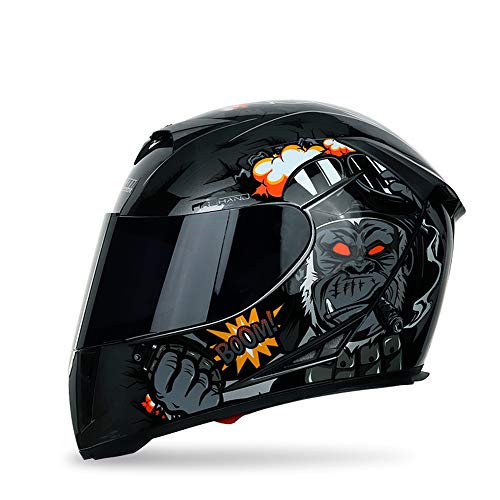 FREEUP Motorradhelm Integralhelm Damen Herren Roller Helm mit Doppelvisier Sonnenblende, ABS Schale, ECE Zertifiziert,Schwarz,M