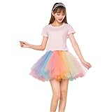 Karneval Erwachsene Damen 80's Tüllrock Tütü Röcke Tüll Petticoat Tutu Regenbogen
