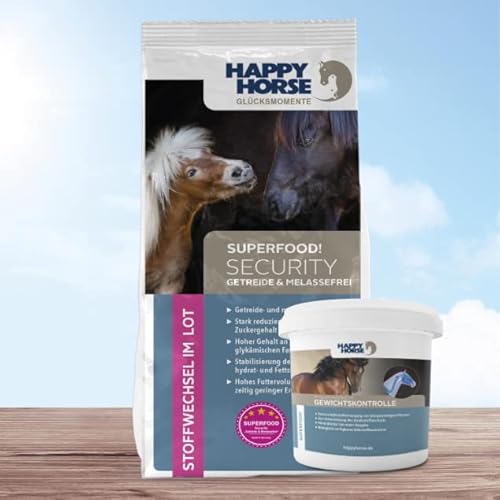 HAPPY HORSE Superfood Security 14kg - Melasse- und Getreidefrei + Happy Horse Gewichtskontrolle 5 kg
