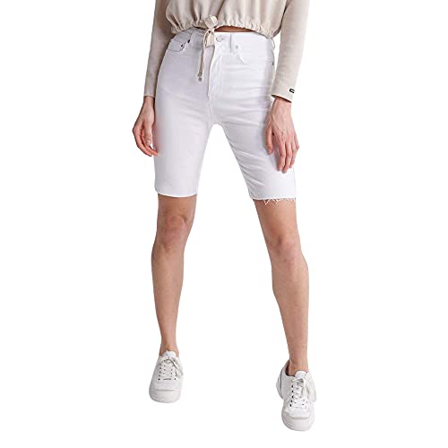 Superdry Damen Kari Long Line Shorts, Weiß (Denim Optic White M6N), 38 (Herstellergröße:28)