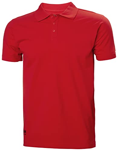 Helly-Hansen Manchester Herren Poloshirt – strapazierfähige 100 % Baumwolle mit geripptem Kragen, Seitennähte und Knöpfe vorne, Warnrot – 3X-Large, Alert Rot, 3XL