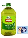 1er-Pack Basso Olio di Sansa di Oliva Oliventresteröl Tresteröl,Speiseöl 5Lt PET + 1er-Pack Kostenlos Felce Azzurra Talkumpuder, 100g-Beutel