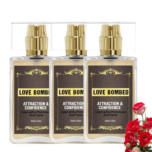 Love Bombed, Love Bombed Cologne for Männer, Enhanced Scents Pheromone-Parfüm, Love Bombed Pheromone Cologne for Männer, Langlebiger Pheromone-Duftspray for Männer (3PC)