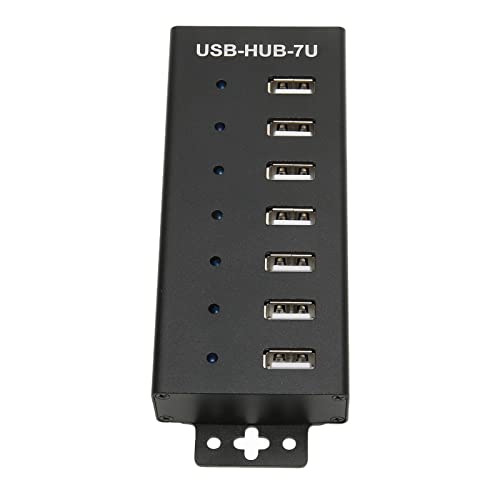 AXOC Industriegrad USB2.0 HUB, mehrfacher Schutz Industriegrad Chip 100-240V 7 Port USB HUB 7 Port für Computer EU-Stecker
