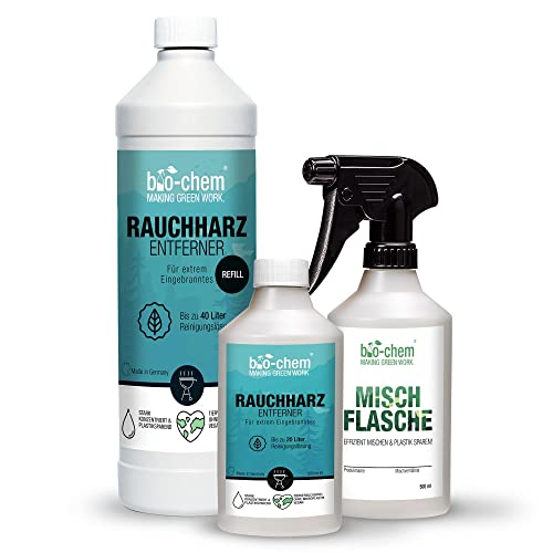 Bio-Chem Rauchharz-Entferner Grill & Backofenreiniger 500 ml Konzentrat + Nachfüllflasche 1000 ml bis zu 60 L Reinigungslösung