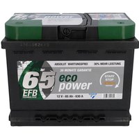 Cartec Starterbatterie Eco Power EFB 65 Ah, 570 A Maße: 242 x 175 x 190 mm (L x B x H)