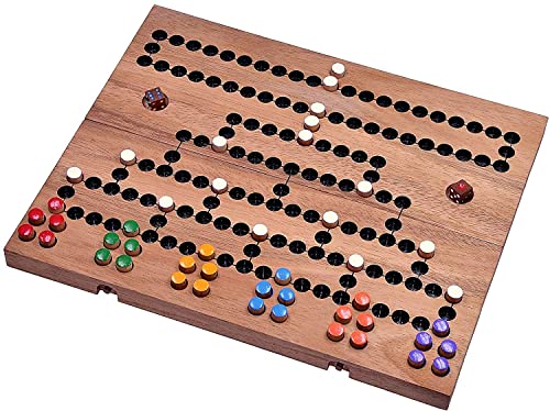 LOGOPLAY Blockade für 2 bis 6 Spieler - Würfelspiel - Strategiespiel - Gesellschaftsspiel - Brettspiel aus Holz mit klappbarem Spielbrett