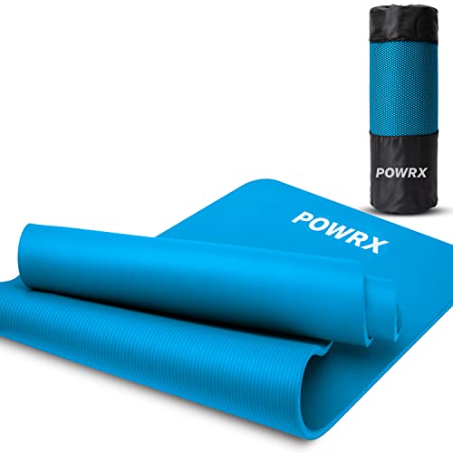 POWRX Gymnastikmatte Yogamatte inkl. Übungsposter I Trainingsmatte Phthalatfrei 183 x 60 x 1 cm I Matte hautfreundlich I versch. Farben (Himmelblau)