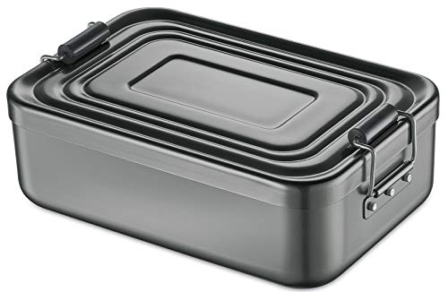 Küchenprofi Lunchbox aus Aluminium | für Erwachsene und Kinder | Brotdose mit Fächern, verstellbar | mit Silikondichtung | 18 × 12 × 5,5 cm | anthrazit