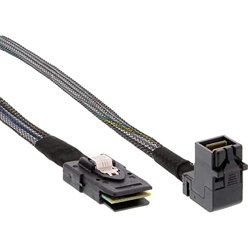 InLine 27629A Mini SAS HD gewinkelt Kabel SFF-8643 auf SFF-8087 mit Sideband 0,5m