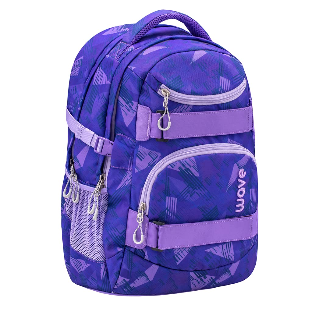 Wave Infinity Lila Schulrucksack mit Laptopfach Tabletfach/Brustgurt Hüftgurt / 43 x 31 x 22 cm / 30 Liter/Mädchen/Rucksack Daypack (338-72/A Purple Sunset)