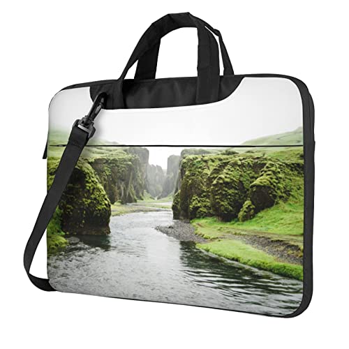 Schultertasche für Laptop, Laptop und Tablet, Motiv: Natur Valley Rivers, mehrfarbig, Schwarz , 13 inch