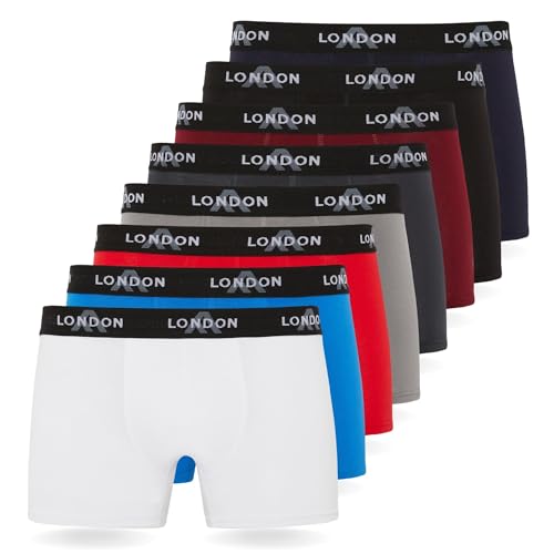 FM London Herren Fitted Boxer Hipster, Mehrfarbig (Classic Mix 10), XX-Large (8erPack)