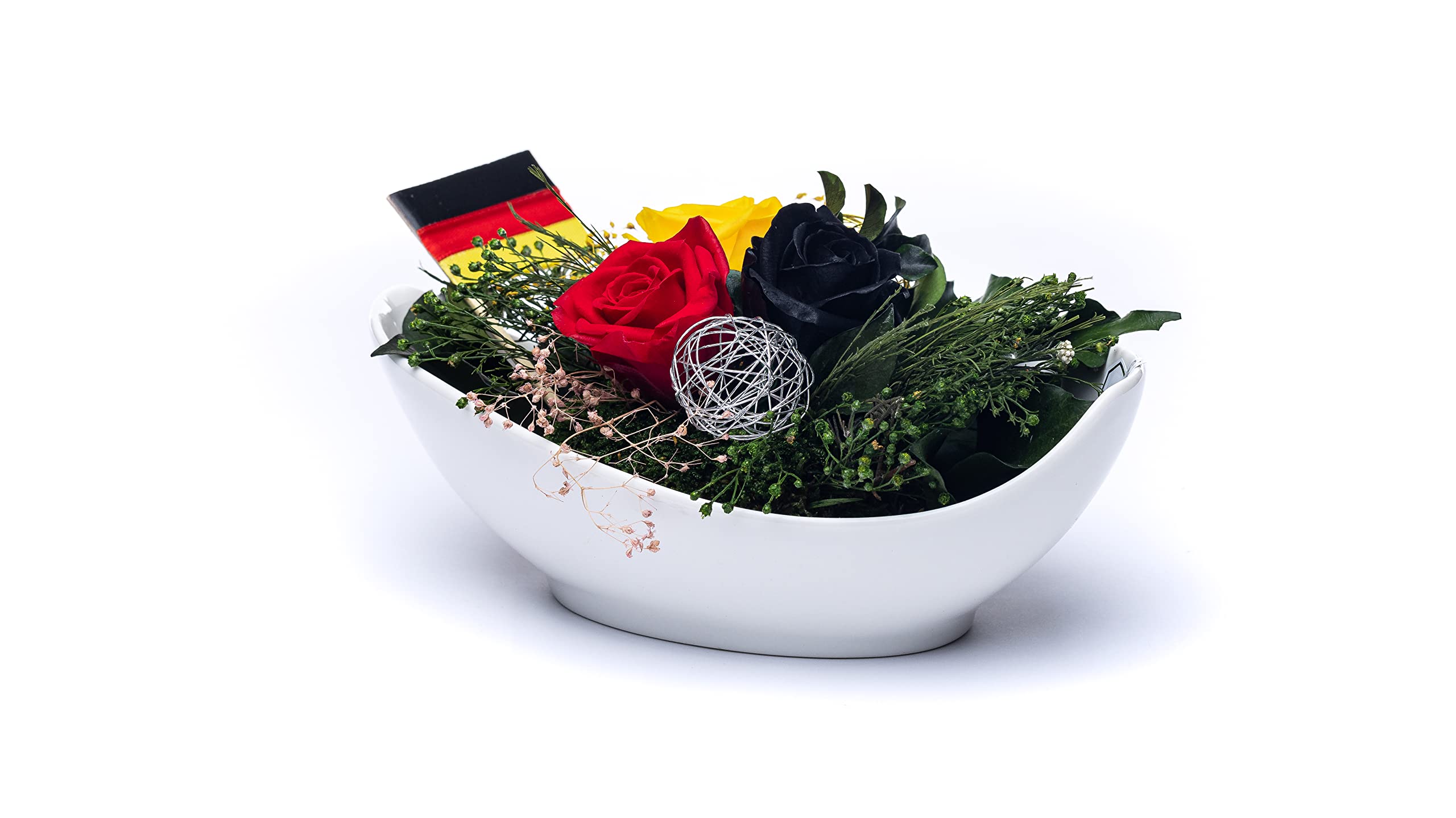 Rosen-Te-Amo, Muttertag konservierte ewige Rosen in Porzellan Vase | Geschenke für sie | duftend | handgefertigt mit Deutschen Flaggenfarben|| Infinity Rosen: Deko & Geschenke für Frauen