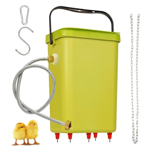 Hühnerbewässerung, 12L Automatische Hühnerbewässerung mit Schwimmerventil-Kit, Hängender Hühner-Wasserspender für Hühner, Enten, Tauben und Wachteln