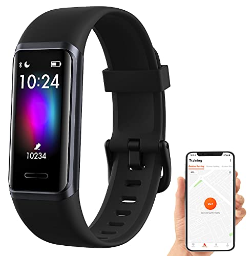 Newgen Medicals Fitness-Armband mit Touch, Herzfrequenz, SpO2, App, Alexa, IP68
