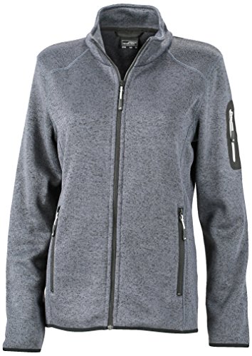 James & Nicholson Damen Jacke Jacke Knitted Fleece Jacket grau (Dark-Grey-Melange/Silver) Medium