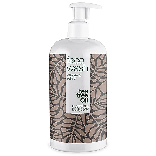 Gesichtswaschgel - 500 ml | Für Männer & Frauen | Gesichtsreinigung mit natürlichem Teebaumöl bei unreiner Haut | Auch zur täglichen Pflege bei Akne | 100% Vegan