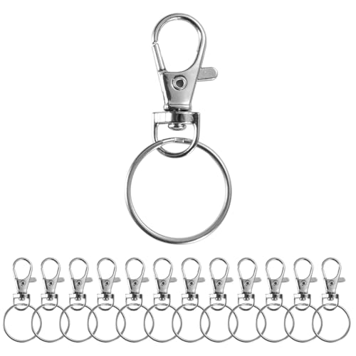 132x Karabiner Schlüsselanhänger - Schlüsselring Set - Metallring für Schlüsselanhänger - Key Rings & Key Rings Chain - Ringhalter silber mit Drehgelenk
