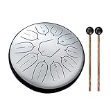 Steel Tongue Drum, 6 Zoll 11 Tone D-Dur Zungentrommel Schlagzeug Anfänger, Steel Pan Töne Schlaginstrument Kinder, Hand Pan Drum Mit Trommelschlägeln, Tragetasche Für Meditation Yoga Klangheilung