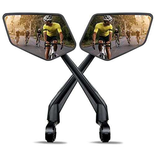 Fahrradspiegel für E-Bike links und rechts - 360° Fahrrad Rückspiegel mit extra großer Echtglas Spiegelfläche - Fahrrad Spiegel klappbar für Lenker, schwarz