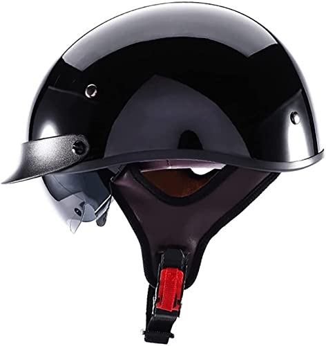 Motorrad-Helm Halbhelme Brain-Cap Halbschale Jet-Helm Roller-Helm Scooter-Helm Retro Half Helm mit Built-in Visier for Cruiser Chopper Biker Moped DOT/ECE-Zulassung (Color : H, Größe : M=53~54cm)