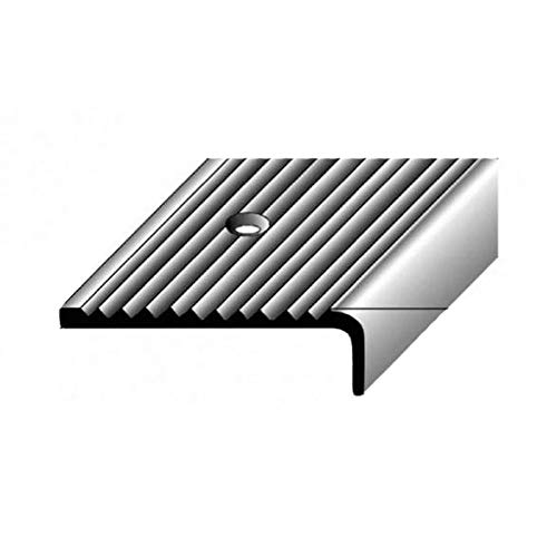 2 Meter Treppenkantenprofil/Winkelprofil (40 mm x 15 mm) Aluminium eloxiert, gebohrt, Silber