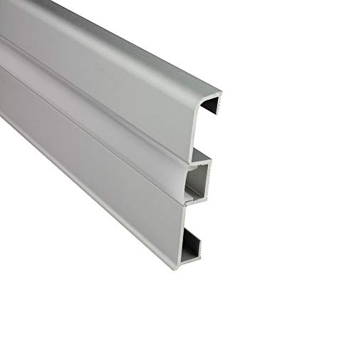 B-Ware - LED Aluprofil C02 Alu Sockelleiste + Abdeckung Fußbodenleiste Schiene für LED-Streifen-Strip Silber 2m opal