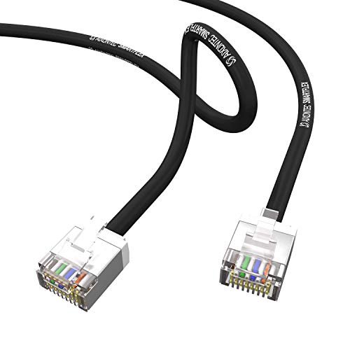 AIXONTEC 2 Stück 3 m Cat6a Netzwerkkabel geschirmt schwarz dünnes lan kabel 4,0 mm Kabeldurchmesser RJ45 Patchkabel flexible FTP Ethernet Cable 500 MHz Halogenfrei CAT 5e 6 7 Router Switch 10GbE