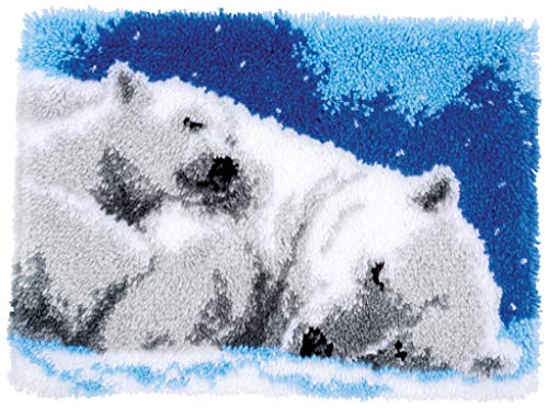 Vervaco PN-0170803 Eisbären Knüpfpackung Teppich, Baumwolle, mehrfarbig, ca. 53 x 39 cm / 21,2" x 15,6"
