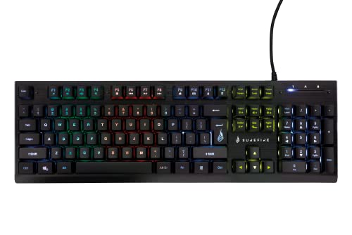 Surefire Kingpin X2 Gaming Tastatur US Englisch, Gaming Multimedia Keyboard mit Beleuchtung, RGB-Tastatur mit Aluminium-Frontplatte, 25 Anti-Ghosting-Tasten, amerikanisches Layout QWERTY