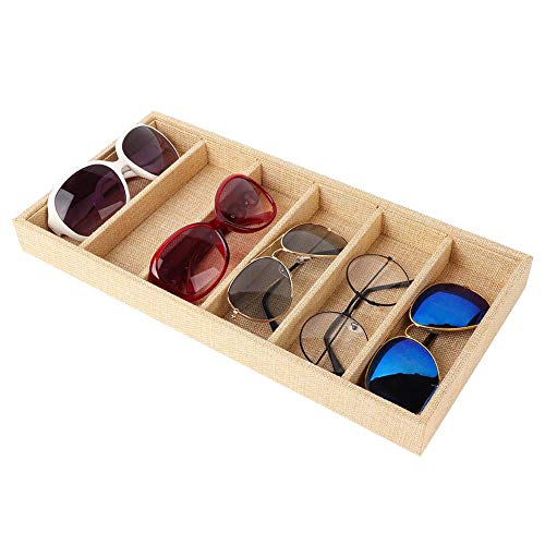 Zetiling Brillenaufbewahrung, Brillenbox zur Aufbewahrung von 6 Brillen, Brillen Organizer, Aufbewahrungsbox für Brillen Sonnenbrillen Display Box Schmuck Display Organizer Tray Brillendisplay